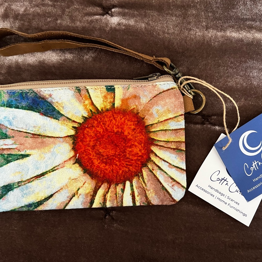 Floral Wristlet - Brown and Orange